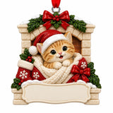 Personalized Resin Orange Kitten Fireplace Christmas Ornament | WS6292-1 - WholesaleOrnaments