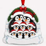 Personalized Resin Penguin Family of 9 Igloo Christmas Ornament | WS6309-9 - WholesaleOrnaments
