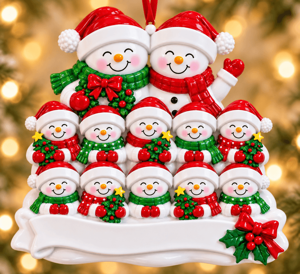 Snowman Family of 12 Personalized Resin Christmas Ornament - WholesaleOrnaments