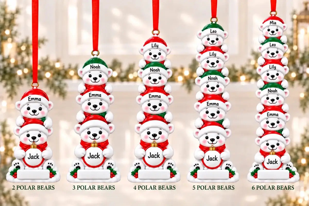 2026 Wholesale Polar Bear Family Christmas Ornaments - WholesaleOrnaments