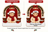 Personalized Resin Christmas Welcome at the Front Door Ornament, WS6306-1, supplied blank beside a personalized lettering example.