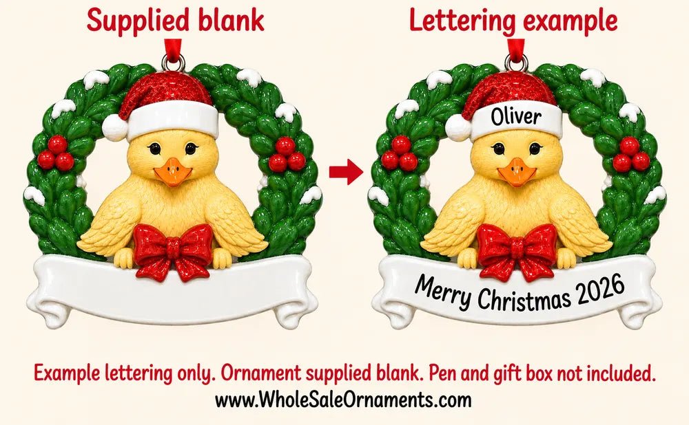 Duckling Holly Wreath Christmas Ornament - WholesaleOrnaments