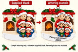 Personalized Resin Family of 6 beside a Christmas Fireplace Ornament, WS6310-6, supplied blank beside a personalized lettering example.
