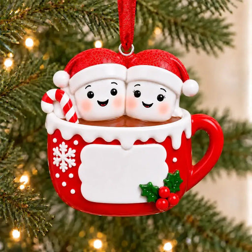 Hot Cocoa Family of 2 Personalized Resin Christmas Ornament - WholesaleOrnaments