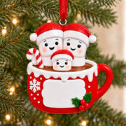 Hot Cocoa Family of 3 Personalized Resin Christmas Ornament - WholesaleOrnaments