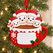 Hot Cocoa Family of 4 Personalized Resin Christmas Ornament - WholesaleOrnaments