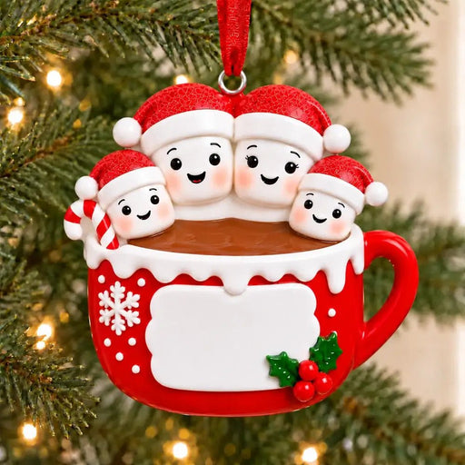 Hot Cocoa Family of 4 Personalized Resin Christmas Ornament - WholesaleOrnaments