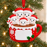 Hot Cocoa Family of 5 Personalized Resin Christmas Ornament - WholesaleOrnaments