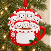 Hot Cocoa Family of 7 Personalized Resin Christmas Ornament - WholesaleOrnaments
