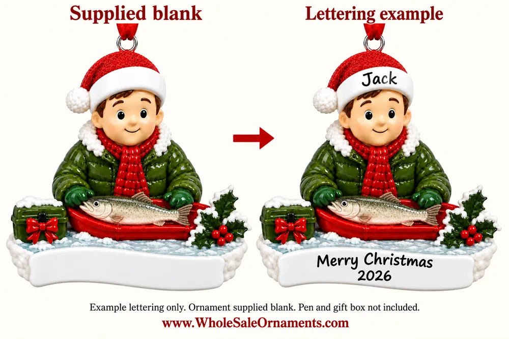 Ice Fishing Angler Christmas Ornament - WholesaleOrnaments