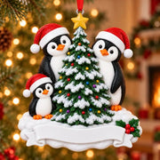 Penguin Family of 3 Resin Christmas Tree Ornament - WholesaleOrnaments
