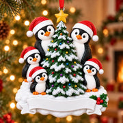 Penguin Family of 5 Resin Christmas Tree Ornament - WholesaleOrnaments