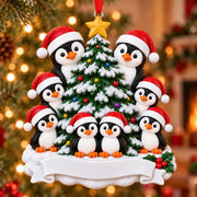 Penguin Family of 8 Resin Christmas Tree Ornament - WholesaleOrnaments