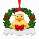 Personalized Resin Duckling Holly Wreath Christmas Ornament | WS6295-1 - WholesaleOrnaments