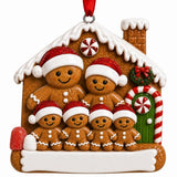 Personalized Resin Gingerbread Family of 6 Christmas House Ornament | WS6302-6 - WholesaleOrnaments
