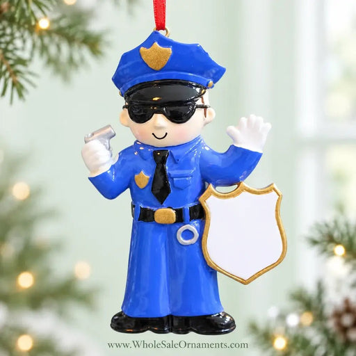 Personalized Resin Police Man Of Single Christmas Ornament | WS6074 - WholesaleOrnaments