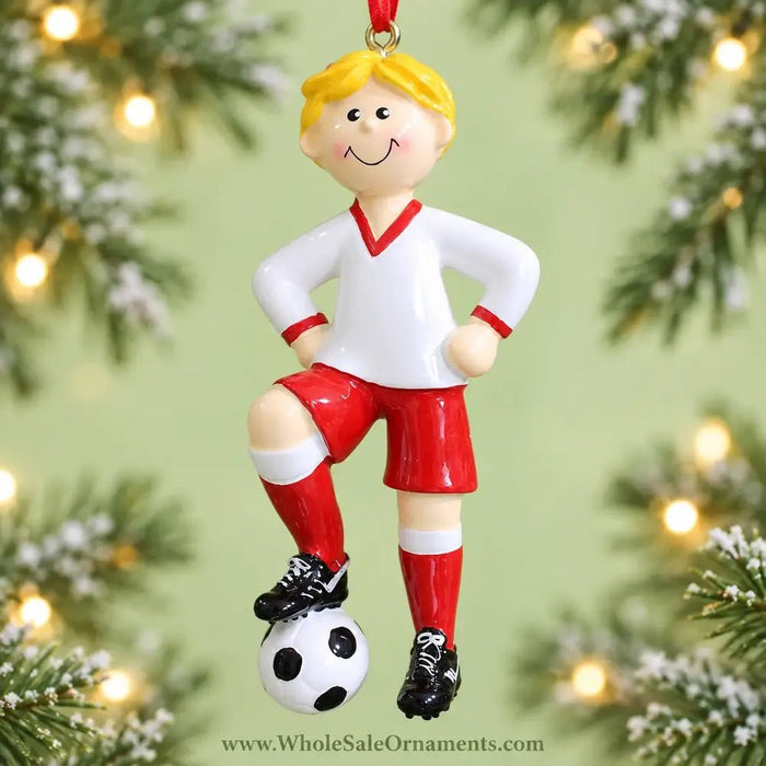 Personalized Resin Soccer Ball Boy Of Single Christmas Ornament | WS6162 - WholesaleOrnaments