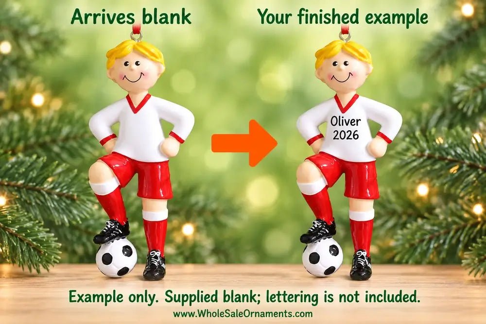 Personalized Resin Soccer Ball Boy Of Single Christmas Ornament | WS6162 - WholesaleOrnaments