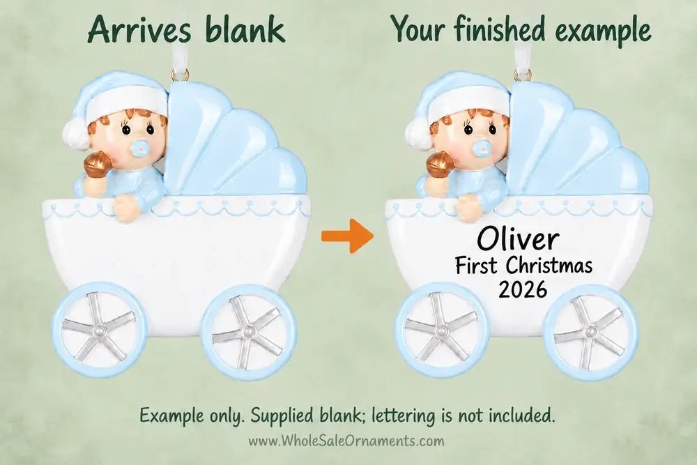 Resin Baby with Baby Car Personalized Christmas Ornament | WS6131 - WholesaleOrnaments