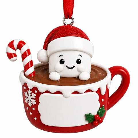 Single Marshmallow in a Hot Cocoa Mug Christmas Ornament - WholesaleOrnaments