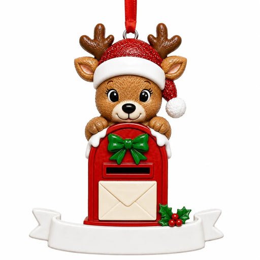 Single Reindeer with a Christmas Mailbox Christmas Ornament - WholesaleOrnaments