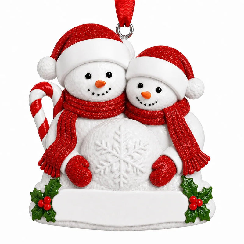 Snowman Couple with a Snowball Christmas Ornament - WholesaleOrnaments