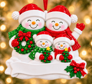 Snowman Family of 4 Personalized Resin Christmas Ornament - WholesaleOrnaments