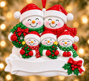 Snowman Family of 5 Personalized Resin Christmas Ornament - WholesaleOrnaments