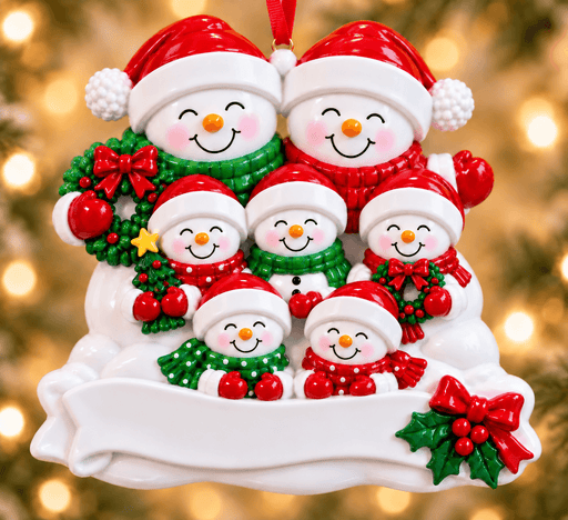 Snowman Family of 7 Personalized Resin Christmas Ornament - WholesaleOrnaments