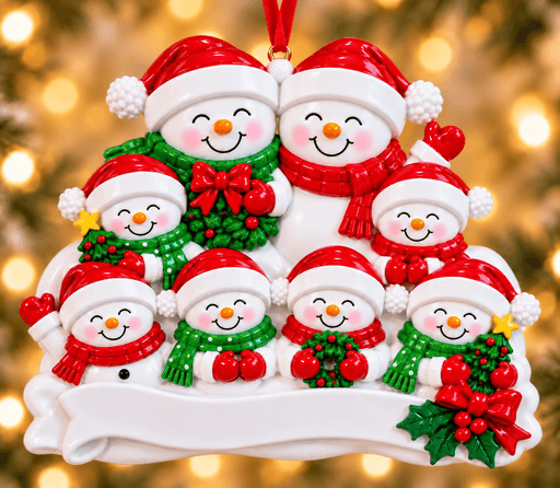 Snowman Family of 8 Personalized Resin Christmas Ornament - WholesaleOrnaments