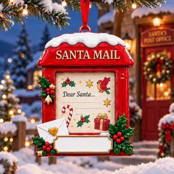 Personalized Santa Mailbox Resin Christmas Photo Frame Ornament — WS6315