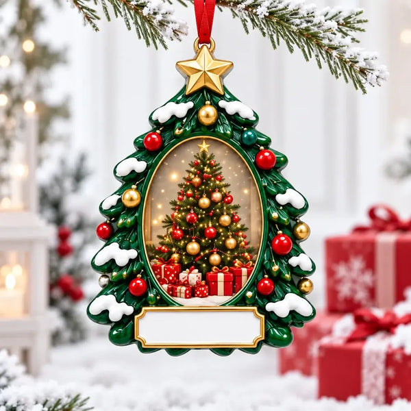 Personalized Christmas Tree Resin Photo Frame Ornament — WS6317