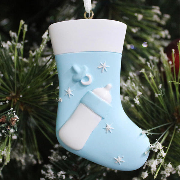 Baby's First Penguin Ornament, Custom Name, Blue — model 61261