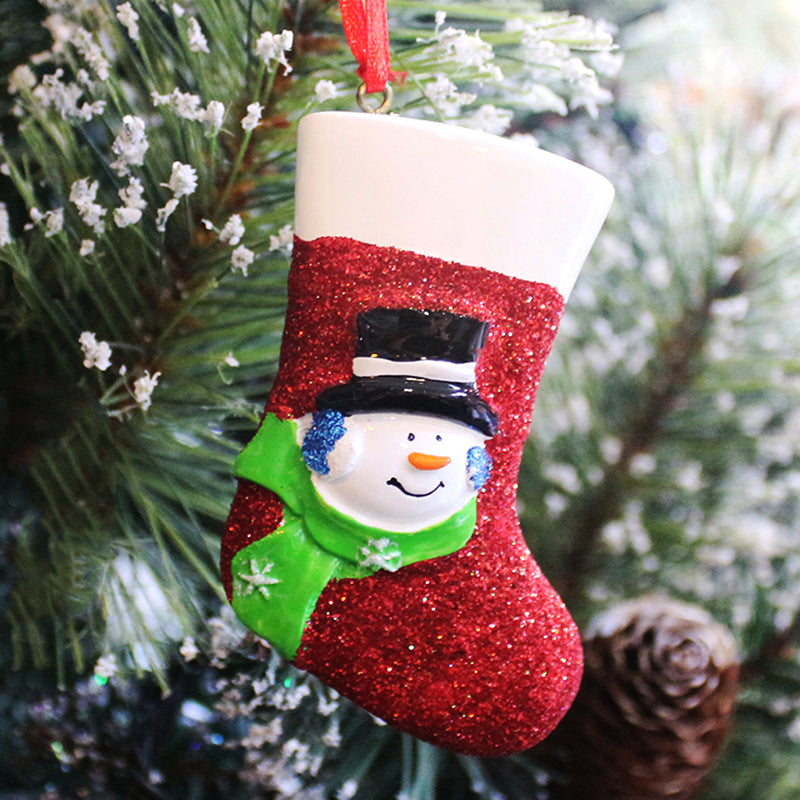 Socking with Snow man Christmas Ornament — model 61279