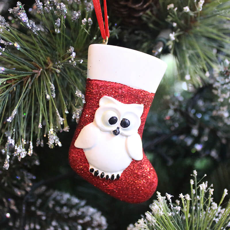 Owl and Sock Of Single Christmas Ornament — model 61281