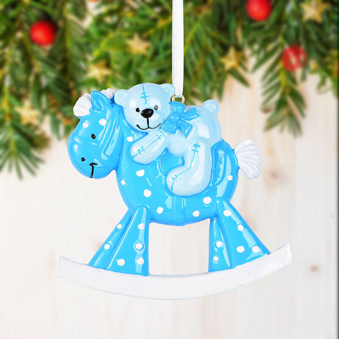 Bear With Rocking Horse Personalized Christmas Ornament#61574