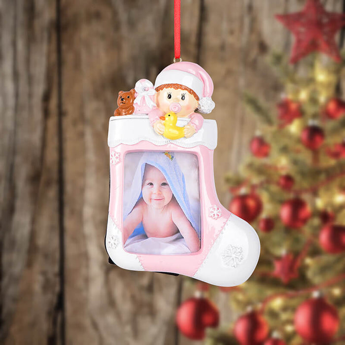 Baby with Photo Frame Personalized Christmas Ornament #61583