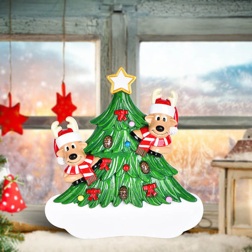 Christmas Tree  With Reindeer of Family Table Topper #62563