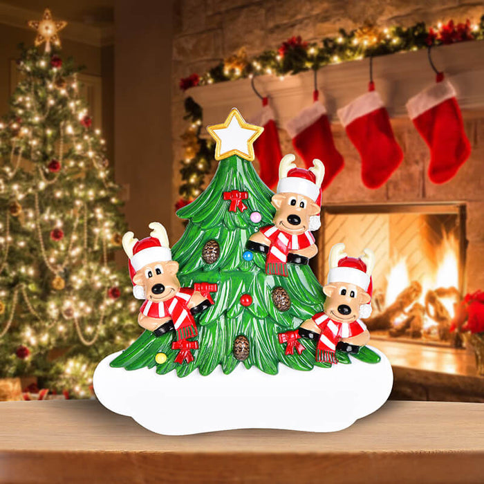 Christmas Tree  With Reindeer of Family Table Topper #62563-3