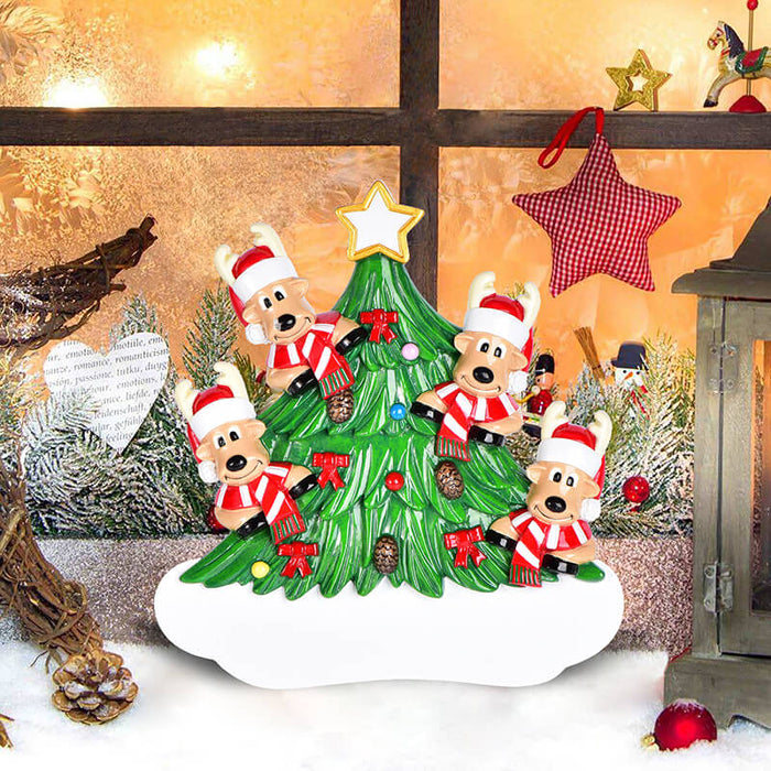 Christmas Tree  With Reindeer of Family Table Topper #62563-4