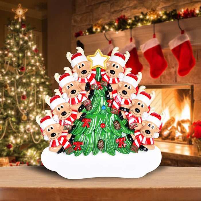 Christmas Tree  With Reindeer of Family Table Topper #62563-8