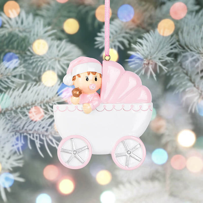 Baby with Baby Car Personalized Christmas Ornament 61577 - WholesaleOrnaments