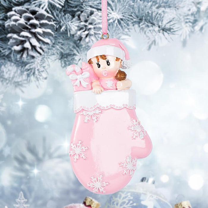 Baby with Mitten Personalized Christmas Ornament 61578 - WholesaleOrnaments