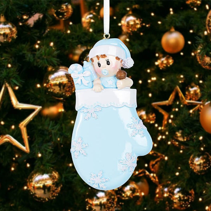 Baby with Mitten Personalized Christmas Ornament 61578 - WholesaleOrnaments