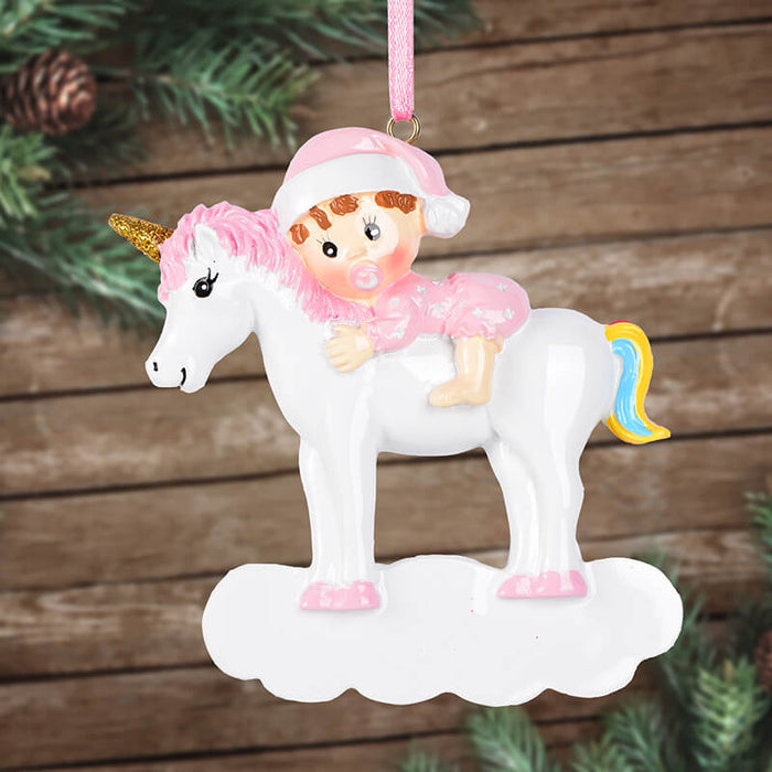Baby With Unicorn Personalized Christmas Ornament  61573 - WholesaleOrnaments