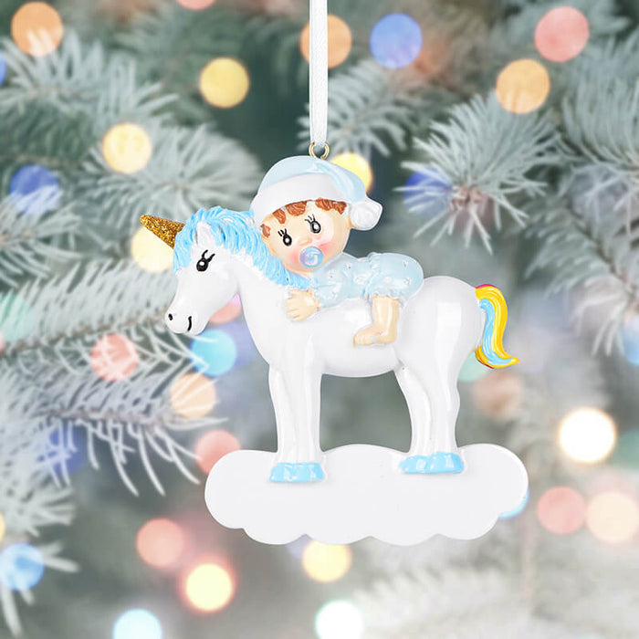 Baby With Unicorn Personalized Christmas Ornament  61573 - WholesaleOrnaments