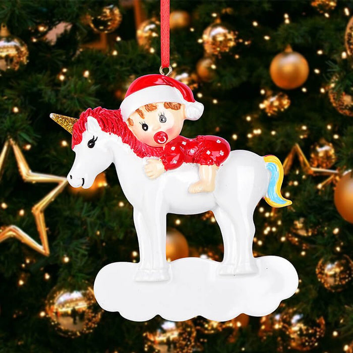 Baby With Unicorn Personalized Christmas Ornament  61573 - WholesaleOrnaments