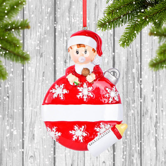 Baby with Xmas Ball Personalized Christmas Ornament 61576 - WholesaleOrnaments