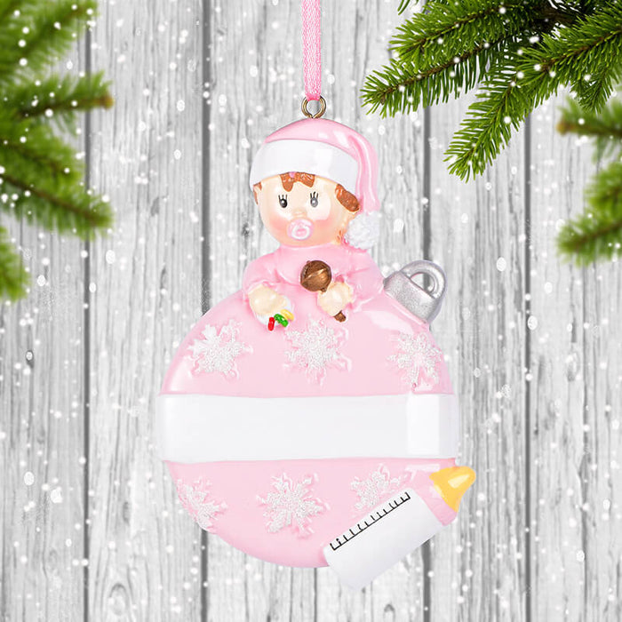 Baby with Xmas Ball Personalized Christmas Ornament 61576 - WholesaleOrnaments