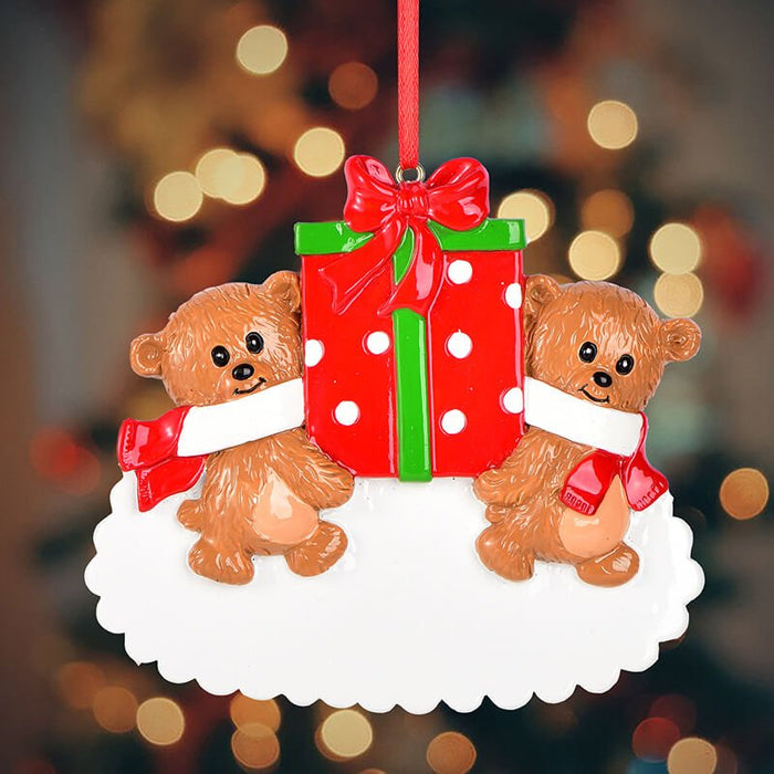 Bear with Gift Christmas Ornament, Custom Name 61612 - WholesaleOrnaments